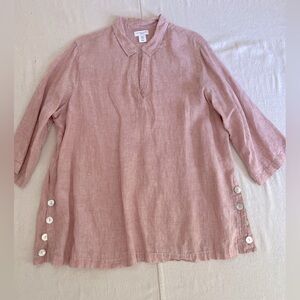 Antibes Blanc Linen Button-Down Shirt 1X